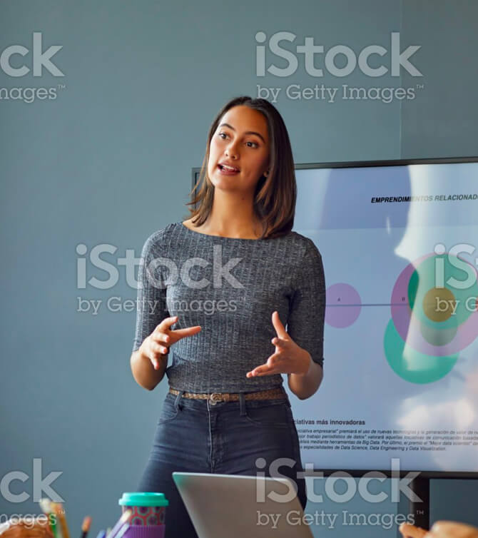 Woman giving presentation